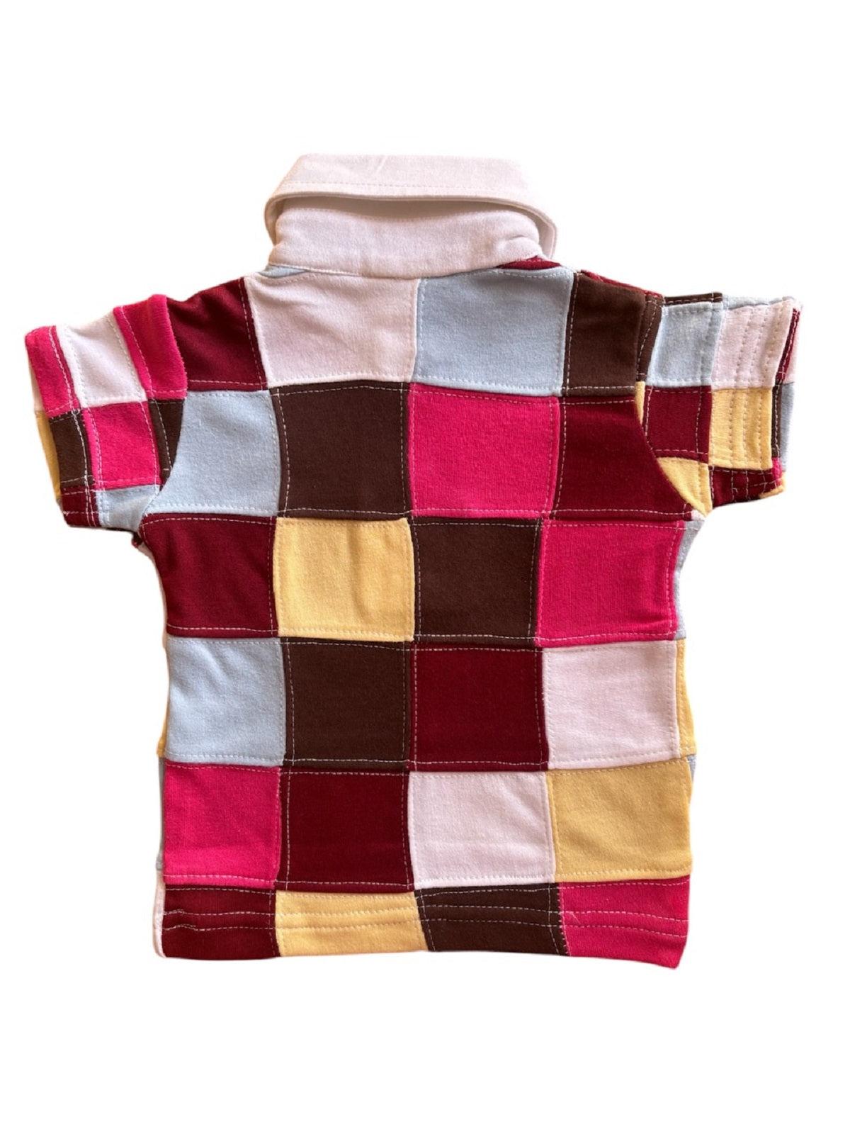 Camiseta para bebé con diseño de cuadros multicolor en manga corta y cuello de camisa
