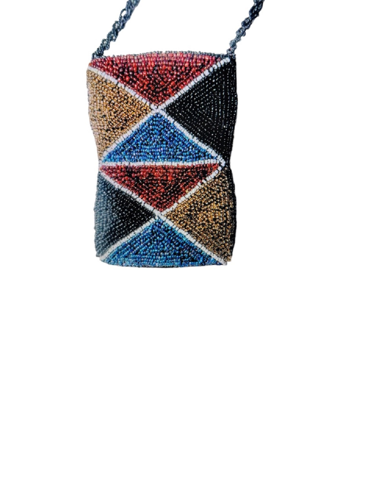Bolso de fantasía en un mix de colores azul marino, negro, oro y granate. Fácil de combinar. Asa larga para llevar cruzado