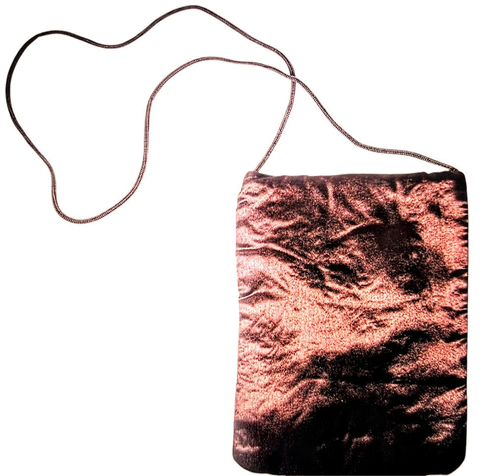 Bolso raso étnico bordado color burdeos