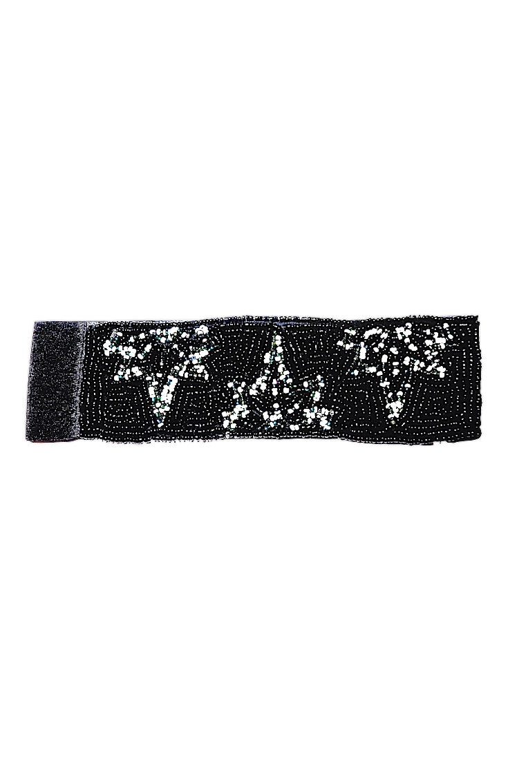 Pulsera ancha Vintange cuentas cristal negras