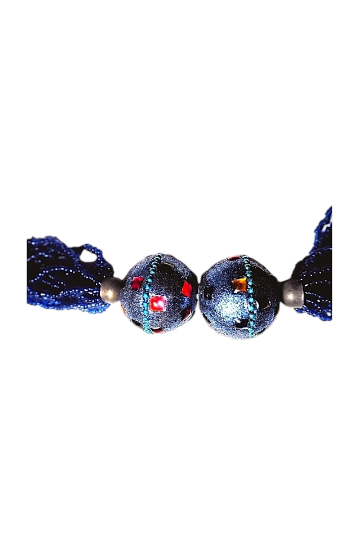 Collar Fantasía bolas y cuentas de cristal color azul