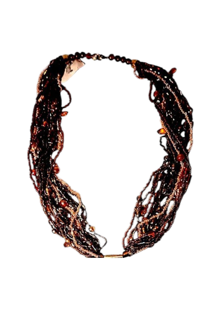 Collar artesanal ámbar con medallón y borla