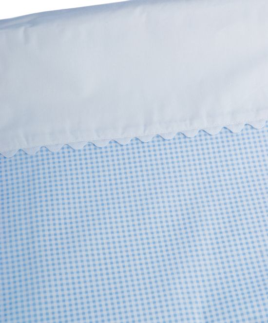 Pack funda nórdica para bebé y set sábanas vichy azul para cuna de 60cm. y algodón