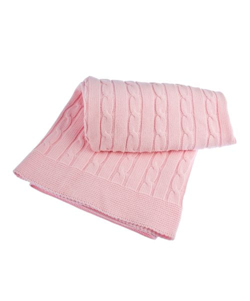 Manta para bebé trenzada en color rosa de muy agradable tacto y algodón 100%