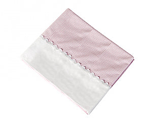 Funda nórdica para bebé en diseño vichy rosa para cuna de 60 y puntillas en blanco