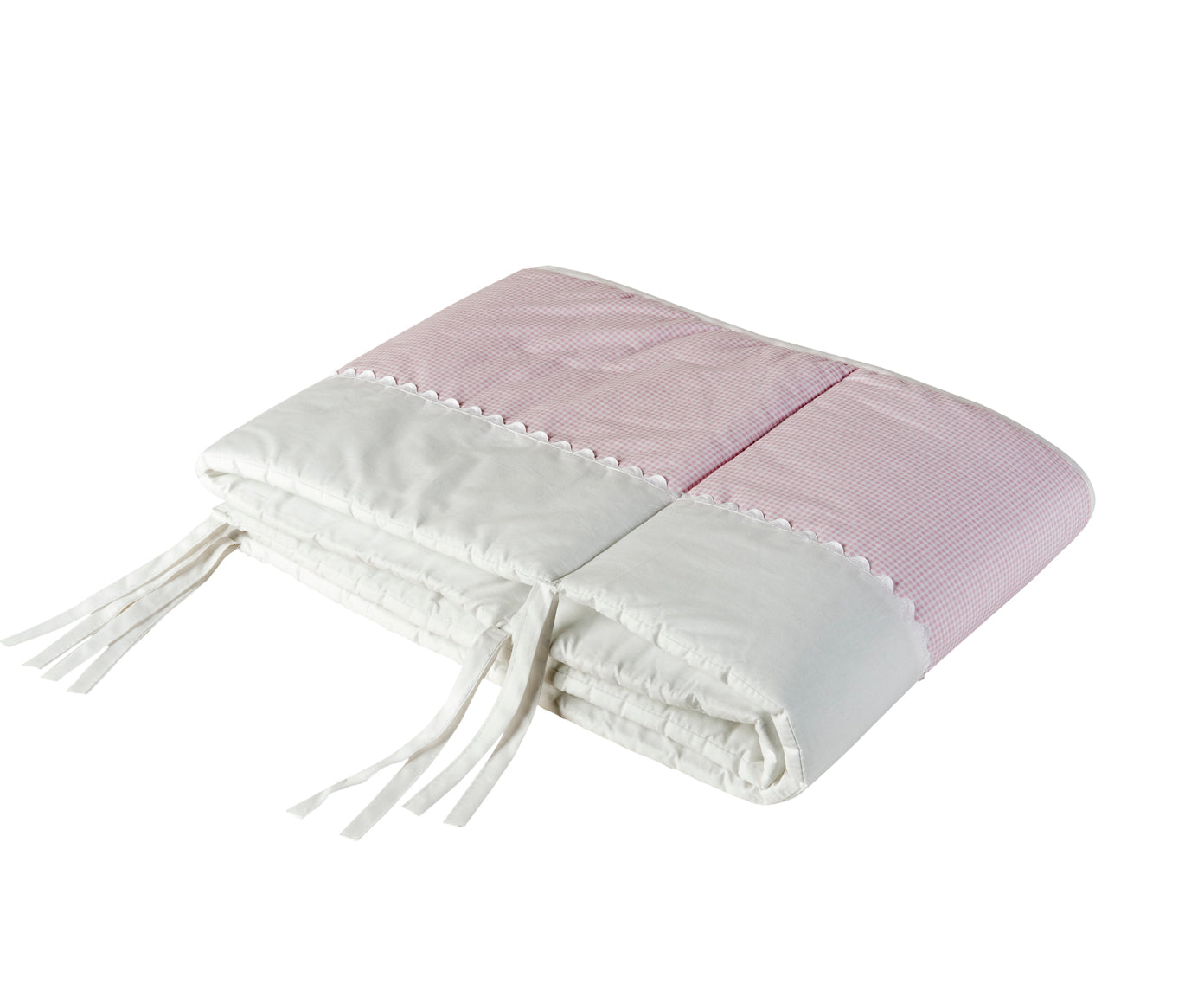 Protector para cuna de bebé en diseño vichy rosa y algodón de primera calidad