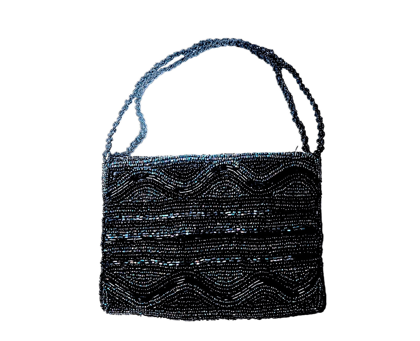 Bolso fantasía de mano con cuentas de cristal en negro