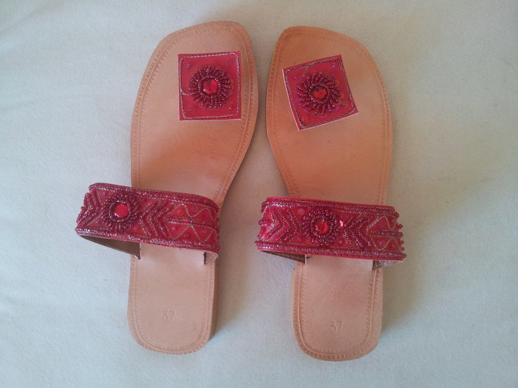 Sandalias de piel en color rojo ref. 1089