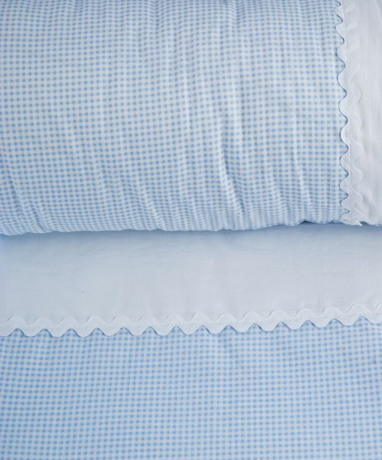 Funda nórdica vichy azul cuna 70 cm.