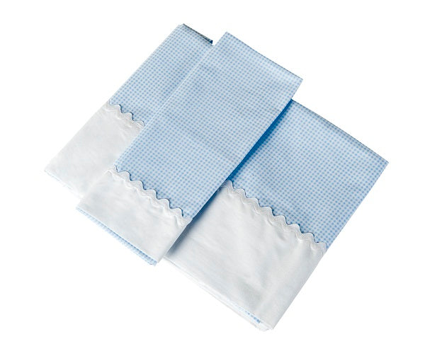 Pack funda nórdica para bebé y set sábanas vichy azul para cuna de 60cm. y algodón
